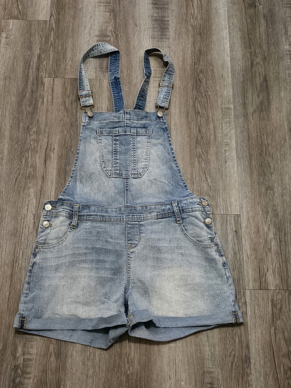 Wallflower Light Blue Denim Short Overalls